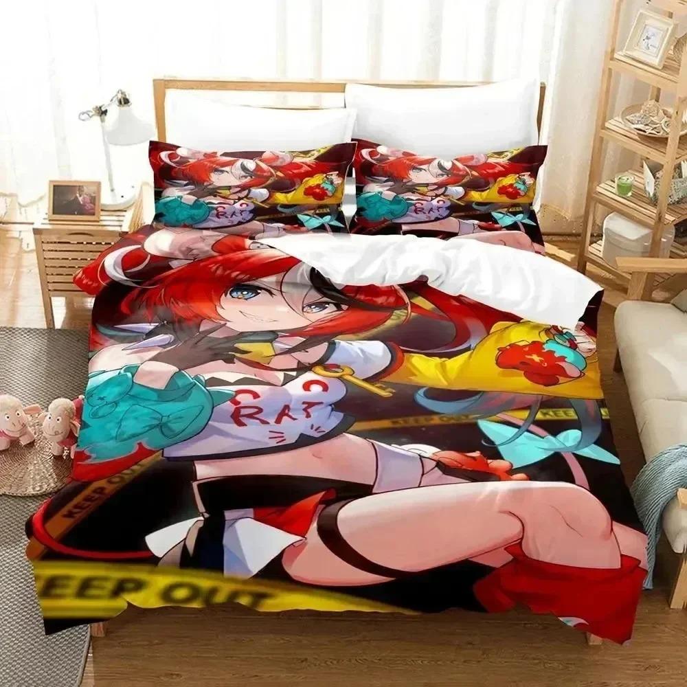 3D Print Hakos Baelz Anime Beding Set Bedrom Soft Modern Bedspreads Comefortable Children Kids Soft Duvet Cover Comfortable Quilt Cover And Pilowcase
