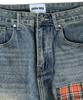SK8ER ROCK Patchwork Denim Wide Pants ((Beige Indigo))