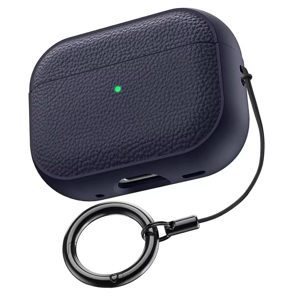 Kopfhörerhülle für AirPods Pro3 Lederstruktur TPU Stoßfest Schutzhülle mit Schlüsselanhänger für Apple Airpods Pro 3. Generation