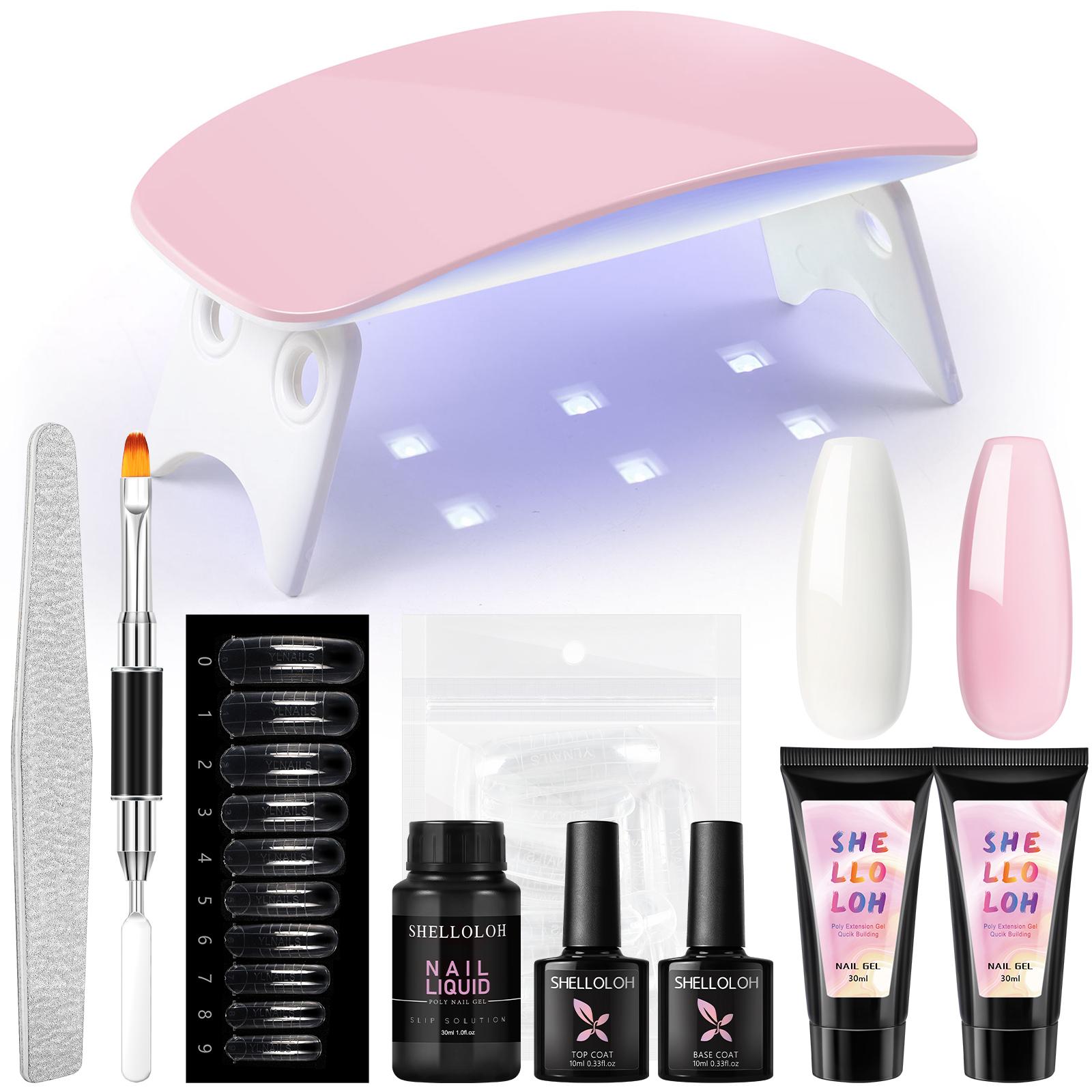 

Набор полигелей для ногтей SHELLOLOH, набор для быстрого наращивания, замачиваемый кристаллический желейный гель, 6 Вт, УФ-светодиодная лампа с противоскользящим раствором, накладные ногти для дизайна ногтей, маникюрный набор