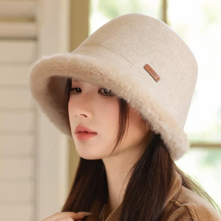 Autumn and Winter Velvet Thickened Hat Women's Warm Bucket Hat Bucket Hat Basin Hat