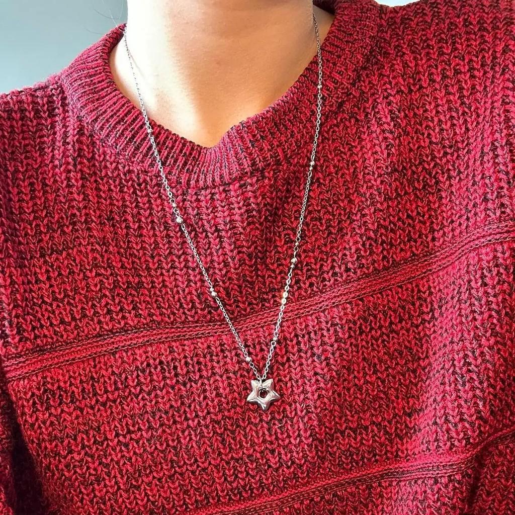 Alloy Star Shaped Pendant Necklace With Cross Chain For Trendy Summer Wear Unisex Jewelry