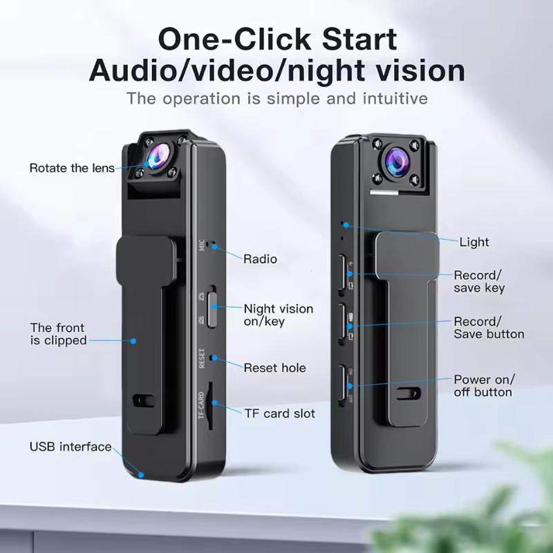 

A9 Mini Handheld Camera 1080P Hd Infrared Night Vision Back Clip Camera Recorder Outdoor Sports Riding Handheld Camera Hot Sale чорний