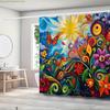 Vibrant Sunflower & Butterfly Waterproof Mildew-Resistant Shower Curtain -Colorful Design for a Joyful Bathroom Décor Experien