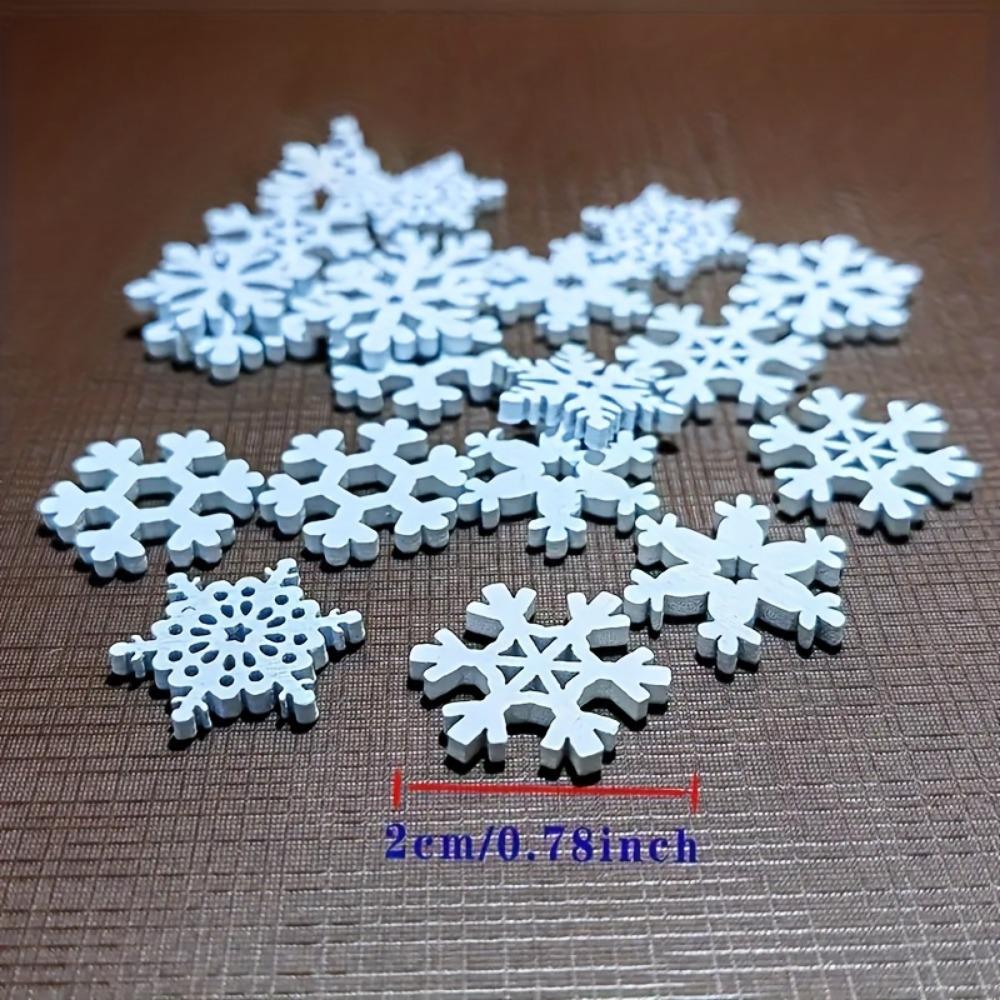 50pcs Vintage White Wooden Snowflakes - Perfect for Christmas & Holiday Decor, Home, Office.