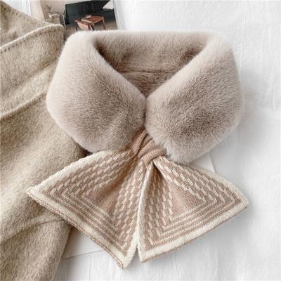 Thicken Cross Collar Scarf Solid Color Warm Fur Collar Cute Neck Scarf  Cold Weather