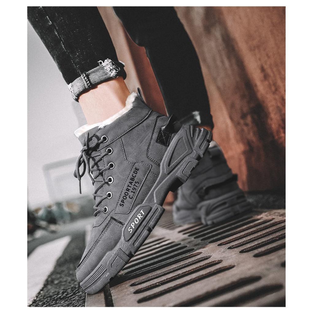 Kış İş Ayakkabıları Erkek Yüksek Bilekli Kar Botları Çok Yönlü Günlük Peluş Sıcak Pamuklu Ayakkabılar İş Ayakkabıları