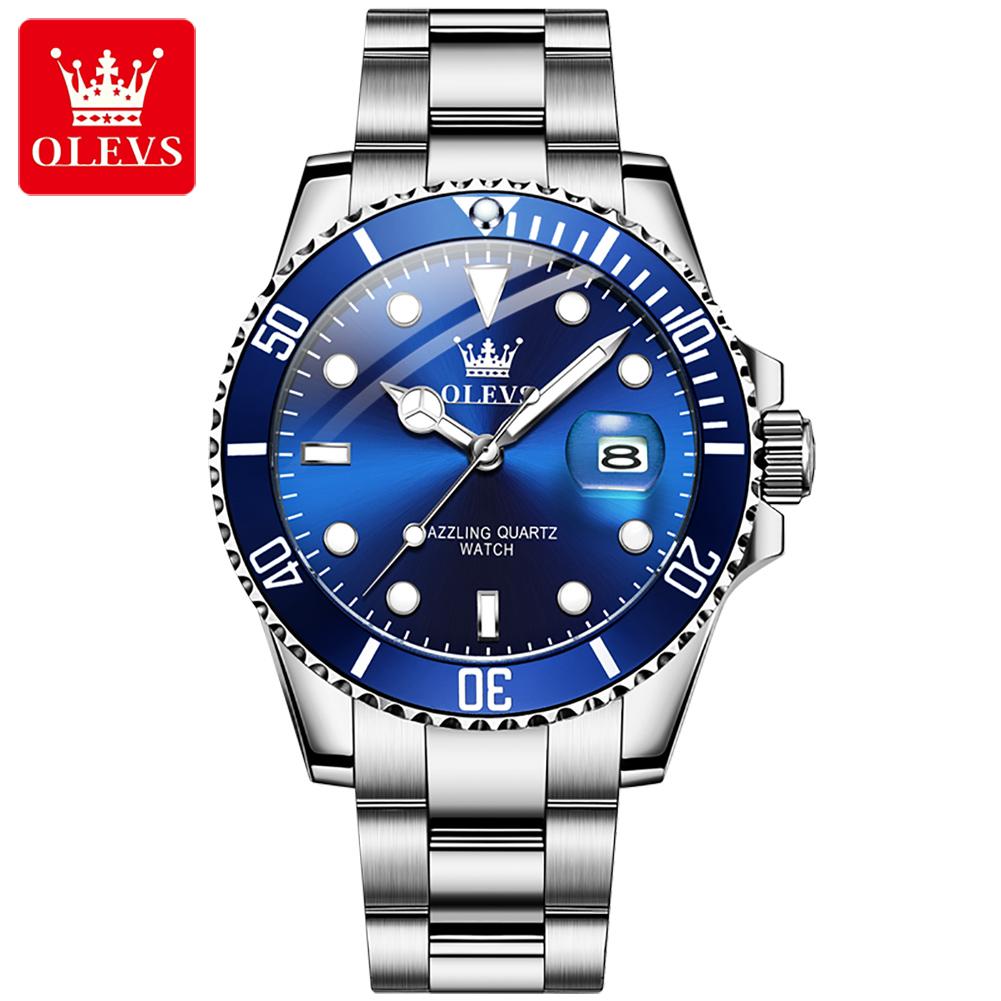 OLEVS 5885 Herrenuhr Luxus Top-Marke Einseitig drehbarer äußerer Ring Design Quarz Uhr für Männer Automatisches Datum Wasserdicht Armbanduhren