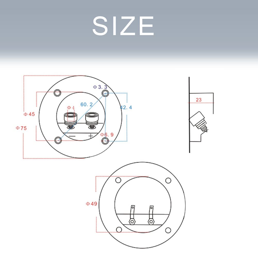 TKY Speaker Terminal Round Compatible with Banana Plugs Box, Type, (2 pieces)