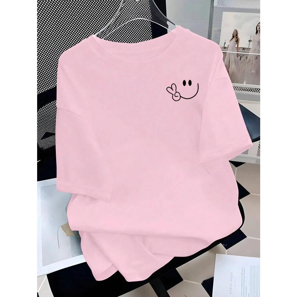 Casual Women's Versatile Printed Cotton Short Sleeves Daily Comfort T-Shirts Women’s