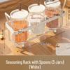 Wall-Mounted 3-Jar Spice Rack with Spoons