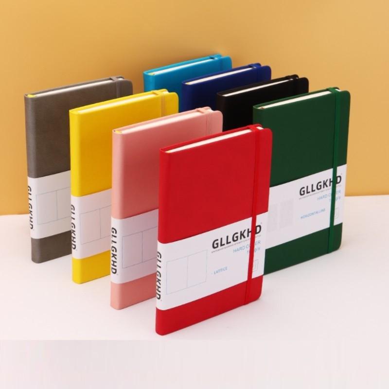 Grid A5 Cardboard, Simple Elastic Band, Faux Leather Business Office Meeting Work Portable Notebook