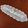 Stylish Floral Oval Tablecloth with Handmade Crocheted Lace 30x80cm