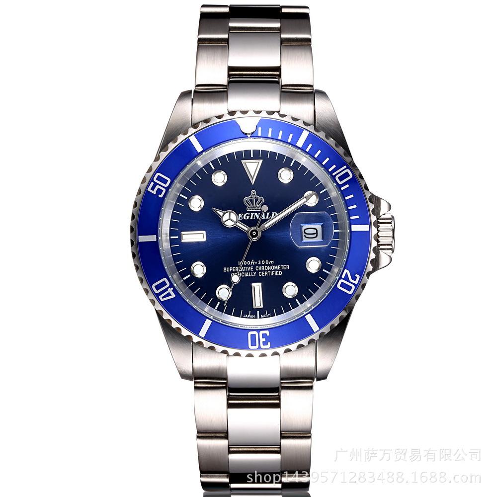 HK Brand REGINALD Hight Quality Watch quartz Single Calendar Men's Full Stainless Steel Watch Gift Luxury Dress Wristwatches