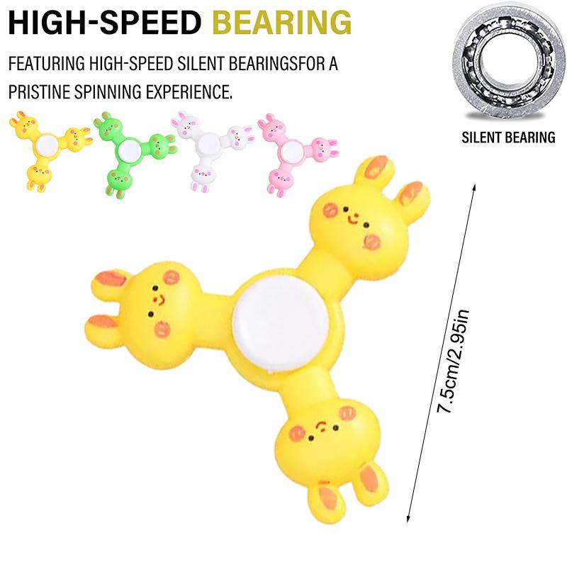10Pcs Cute Bunny Rabbit Fingertip Gyro forKids Birthday Party Favors Easter Theme Goodie Bag Pinata Fillers Stress Reliver Toy
