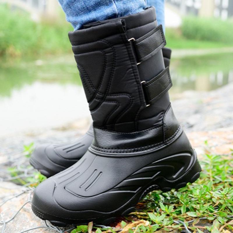 Fashion Men Snow Boots Outdoor Waterproof Fishing Boots Winter Plush Warm Cotton Boot Lightweight EVA Work Boots Winter Cotton RainBoots