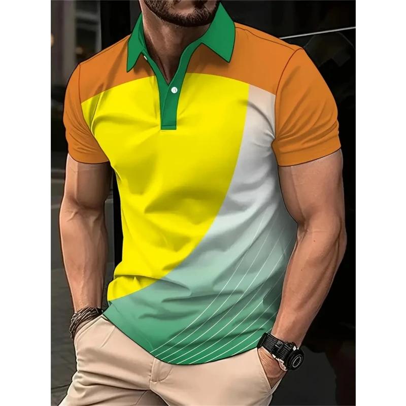 Stylish Short-sleeve Argyle Print Polo Shirt, Great for Casual Daily Outfits.