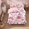 3Pcs Pink Antique Architectural Print Coreless Bedding Comfortable Multi Size Bedroom Dormitory Duvet Covers Machine Washable
