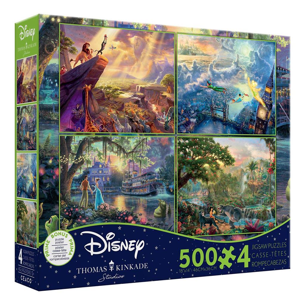 Disney Classic Puzzle Set 500 Pieces x 4 [Lion King] [Tinkerbell and Peter Pan] [Princess and the Magic Kiss] [Jungle Book] (Used) [Used]
