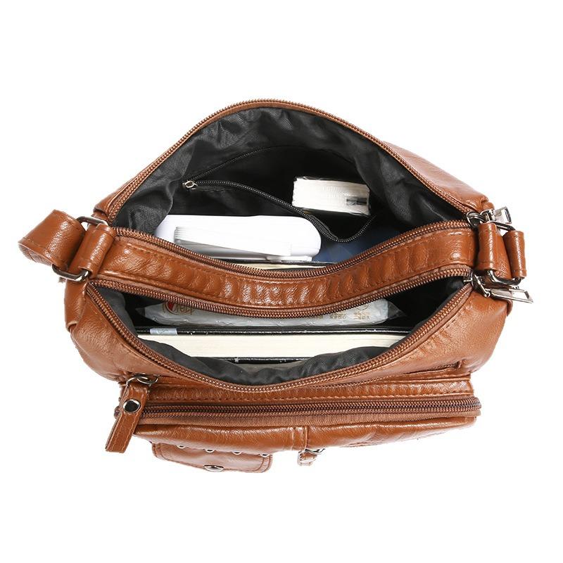 Fashion New Trend Four Seasons Small Square Bag Soft Leather Texture Multi-compartment Large Capacity Women's Shoulder Bag Crossbody Bag