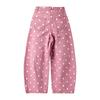 Women's Polka Dot Cropped Jeans Loose Fit Mid Curved Leg Casual Denim Pants
