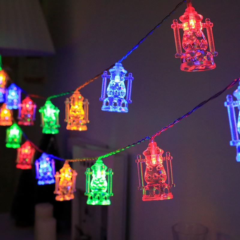 LED String Lights Ramadan Eid Decorations Star Moon Castle Theme Indoor Outdoor Festival Lighting