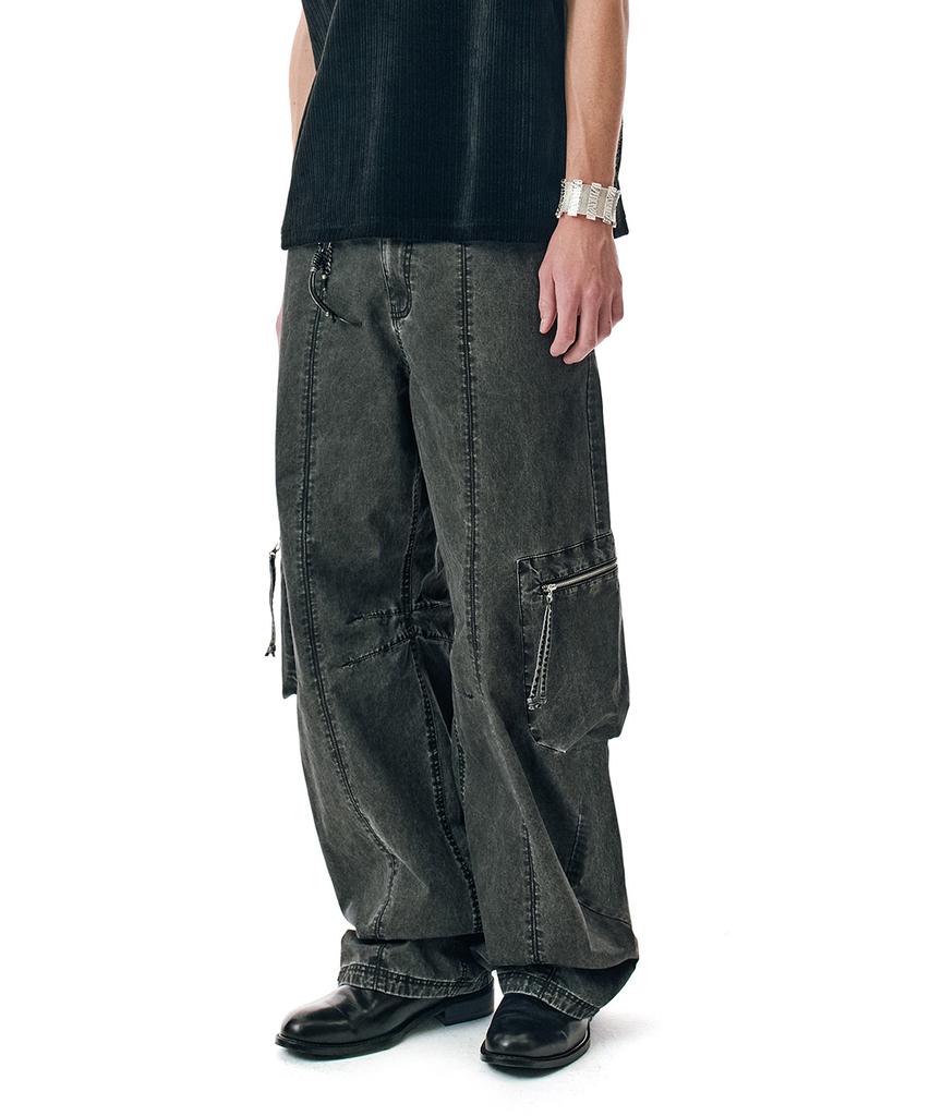 Sekeonmonollogeu Washed Wide Cargo Pants [Charcoal]_Sept082Charcoal