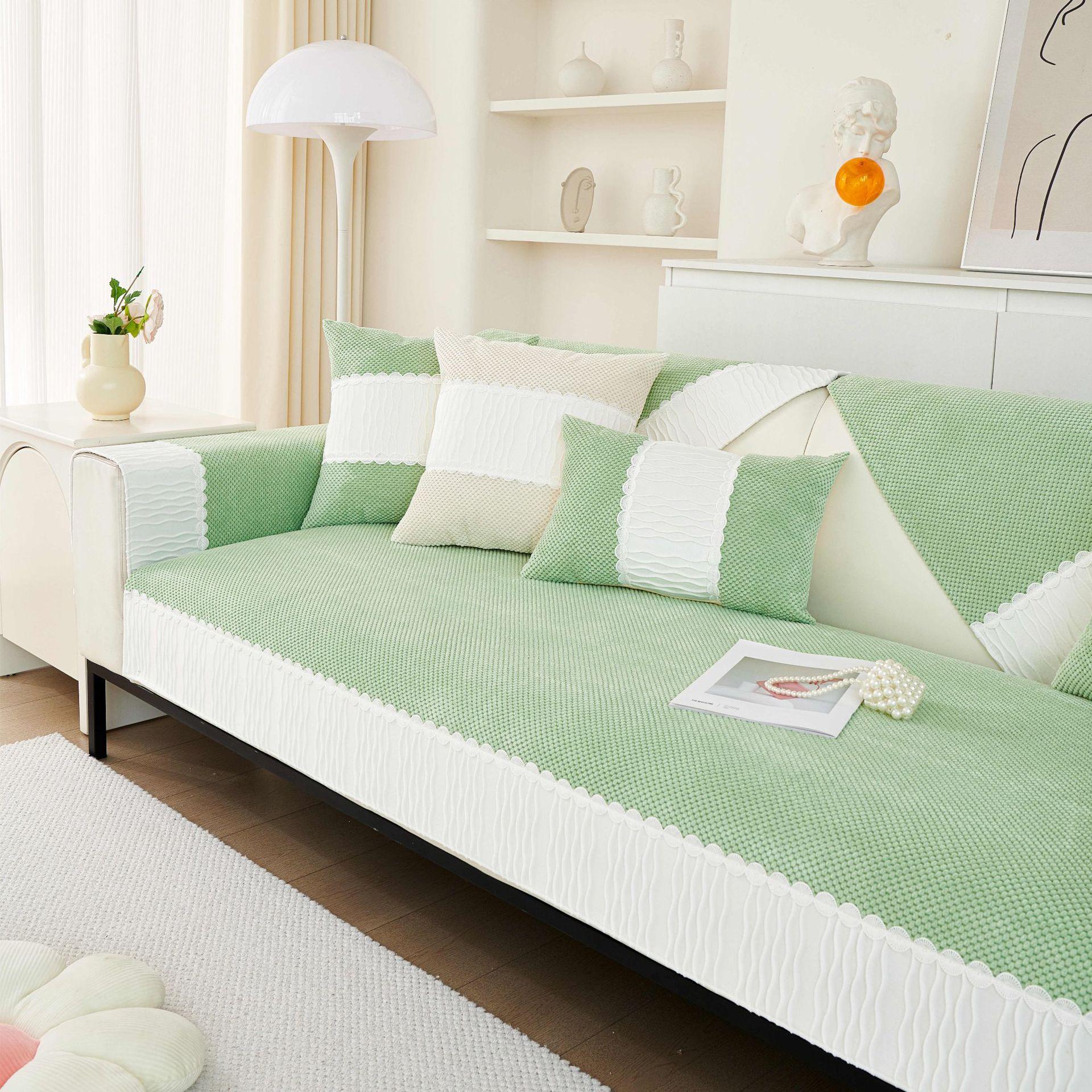 

French Cream Sofa Cushion Plush Cover Winter Four Season Soft Leather Sofa Protector Cozy Home Decor 70*70cm