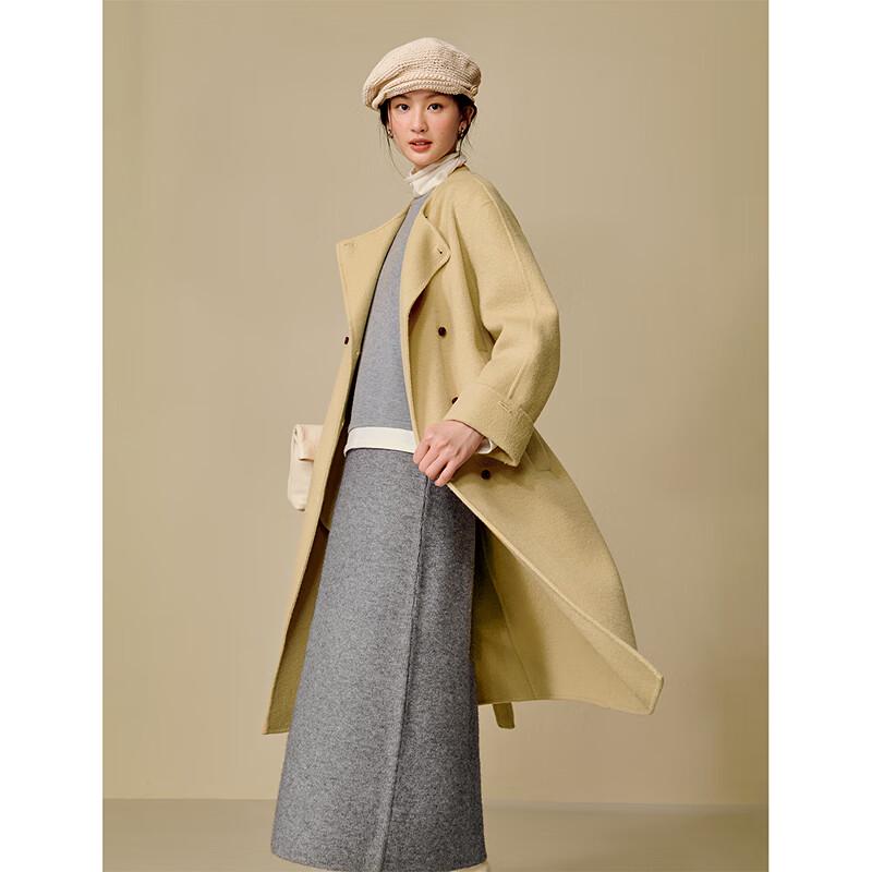 INMAN Women's Alpaca Silk Blend Double-Faced Wool Coat