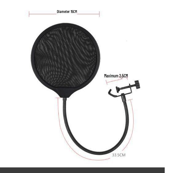 Dual-layer Pop Filter & Foam Windscreen for Condenser Mics – Noise Reduction & Detachable Mesh
