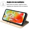 Coque de protection - pour Xiaomi Redmi 12C/11A - Synthécuir doré - Antichoc - Portefeuille avec support