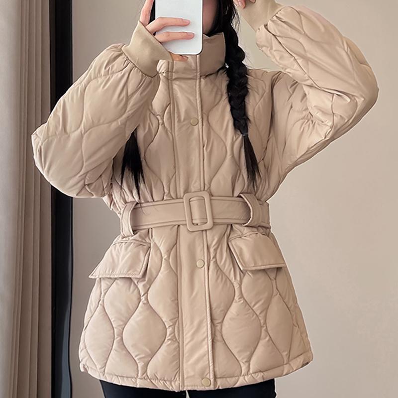 Fashion Winter Woman Parkas With Belt Loose Thick Warm Jackets Women's Coats
