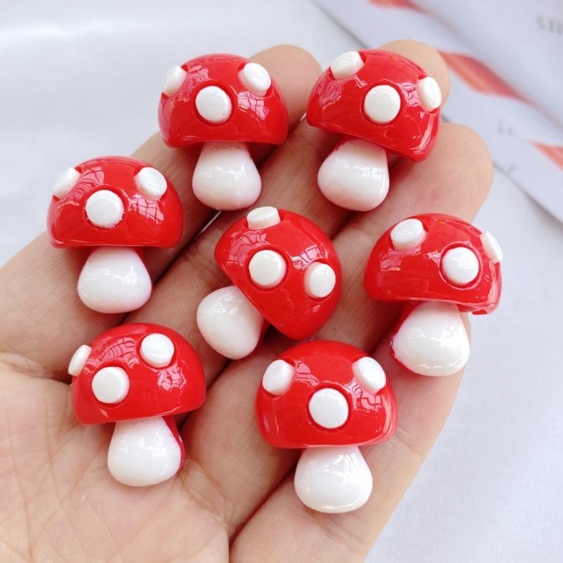 

10 Pcs New Cute Cartoon Mushrooms, Strawberries, Apples, Cherries Series Flat Back Resin Scrapbooking DIY Jewelry Hairpin Craft