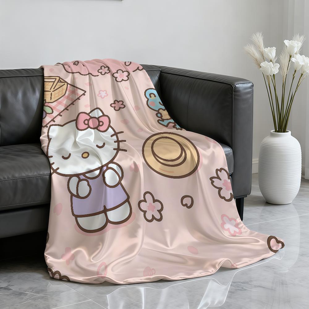Kawaii H-Hello K-Kitty Blanket Soft Throw Blanket for Home Bedroom Bed Sofa Picnic Travel Office Rest Cover Blanket Gift