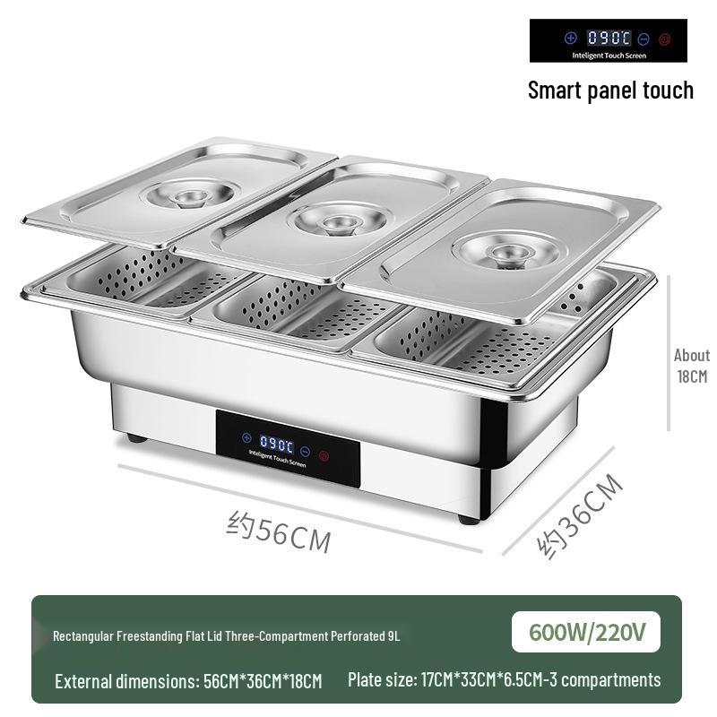 Stainless Steel Self-Serve Buffet Warmer with Transparent Flip-Top for Restaurants & Hotels