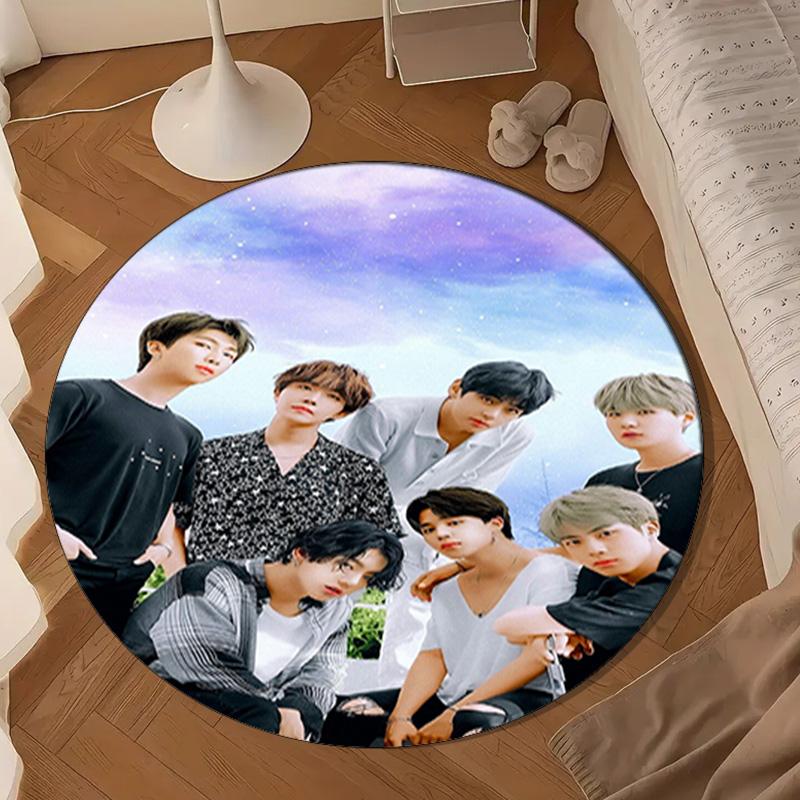 K-pop Music Group Round Rug for Livingroom,Bedroom, Palyroom, Chair Rug, Area Rug, Circle Carpet, Large Size Fan Christmas Gift