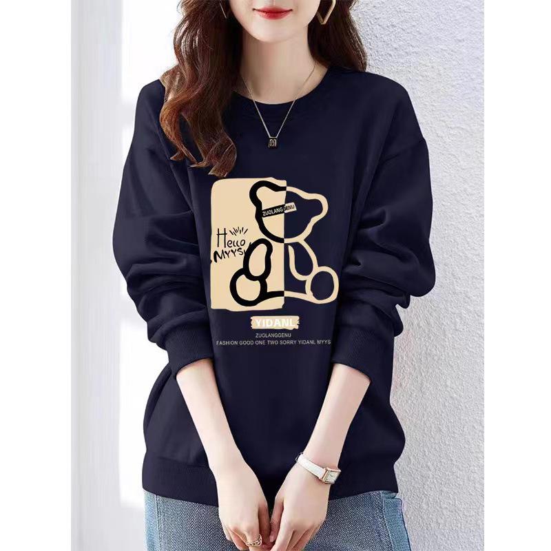2025 Women's Plus Velvet Loose Round Neck Sweatshirt - Thickened Autumn/Winter Casual Top, Trendy American Style, No Hood