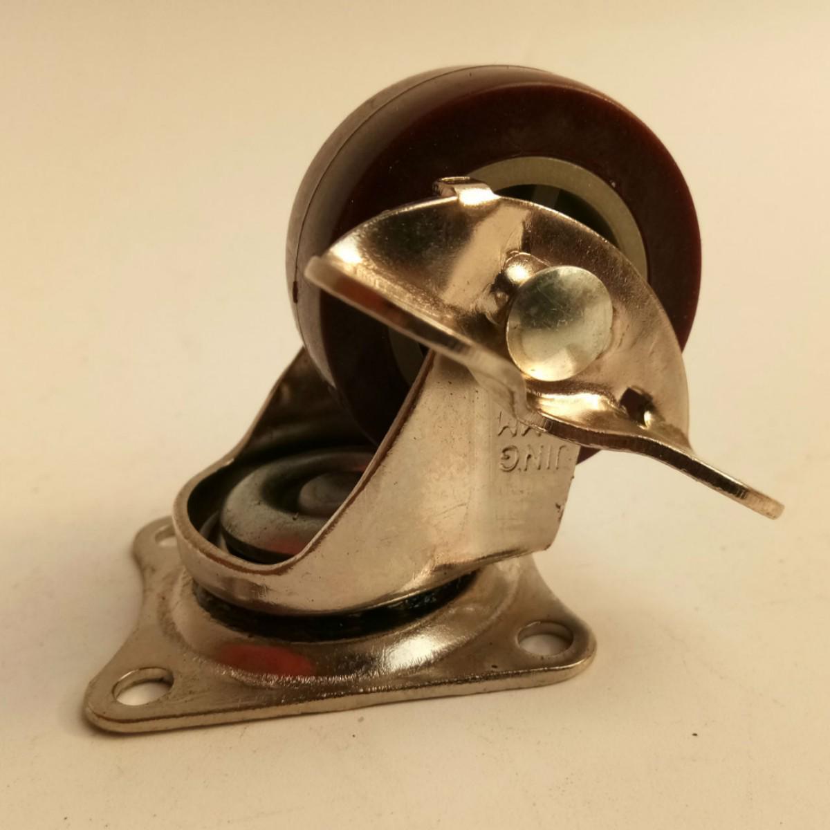 Red Polyurethane Light-Duty Swivel Caster Wheel with Brake