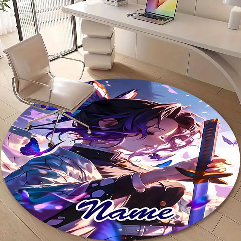 Personalized Demon Slayer Round Chair Office Rug - Perfect for Mat, Office Chair & More - Ideal Gift for Birthdays and Holidays