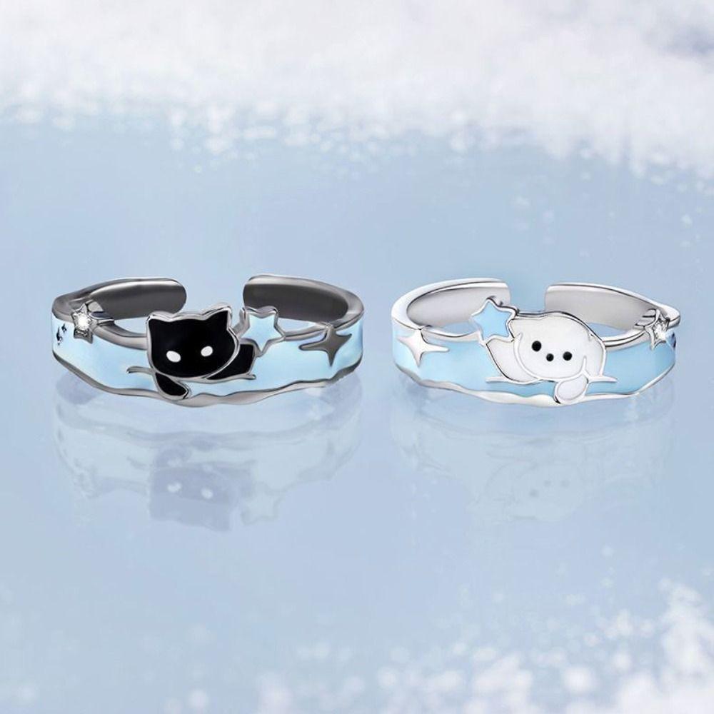 Puppy Cat Dog Rings Zinc Zinc Alloy Valentine's Day Gifts Cute Couple Star Rings Gifts