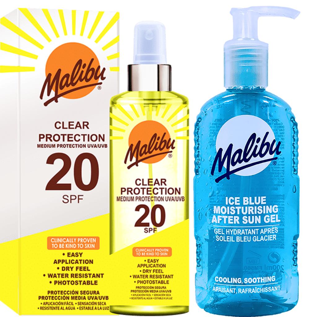 Malibu Clear Protection SPF20 250ml + gel after tanning 200ml