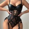 JYL Heart Embroidery Thin Strap Underwear, Mesh Splice For Household Wear