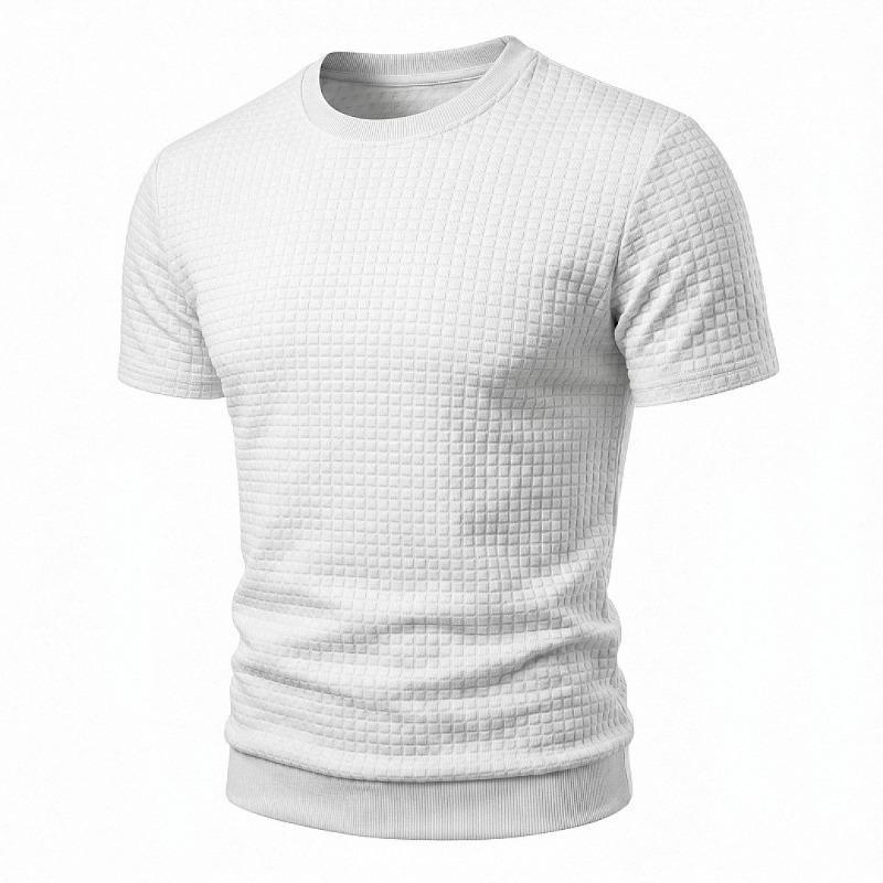 Men Simple Casual Old Money Textured Crew Neck Short Sleeve T Shirt
