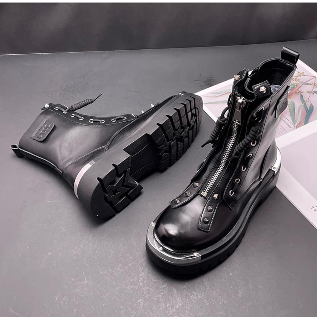 Fashion High quality Leather men platform shoes flats loafers fashion punk Sneakers Casual shoes high tops  Zapatos Hombre  A7