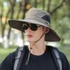 Summer Foldable Large Brim Sun Hat Polyester Breathable Fishing Hat Shade Cap Solid Color UV Protection Hat Hiking