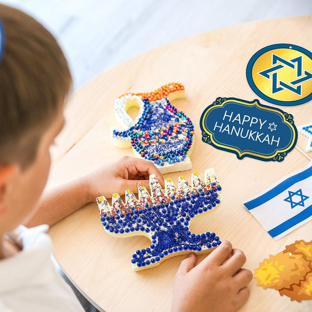 Blulu Hanukkah Decorations Banner Pre-assembled Chanukah Garland Happy Hanukkah Banner Backdrop Props for Home Indoor Holiday Party Decor Supplies
