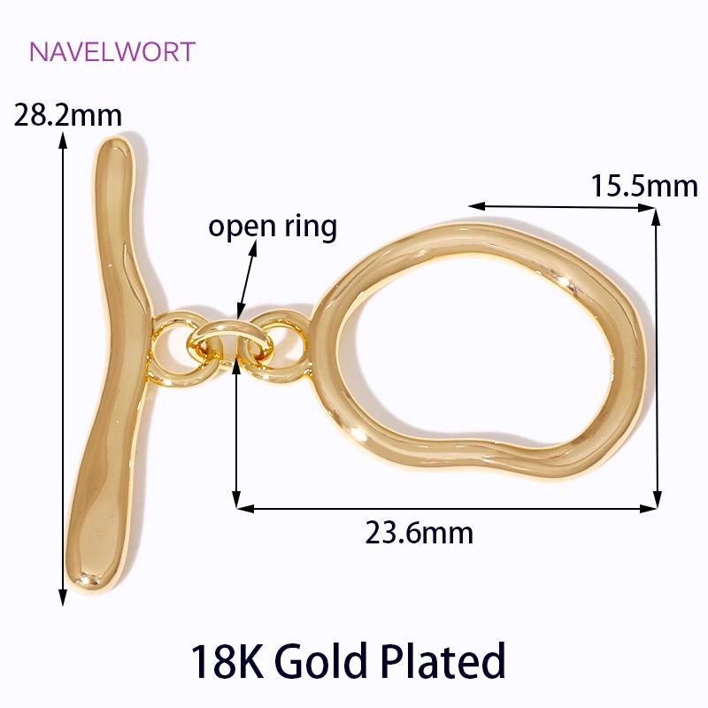 

18K Gold Plated Irregular Shape O Toggle Clasps For Jewelry Making Supplies Brass End Beads Toggle Clasp DIY Jewellery Crafts 2 pieces