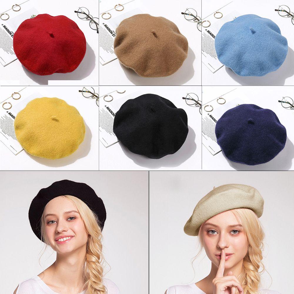 French Baggy Winter Warm Flat Cap Hat Felt Berets Wool Beret Cap Autumn Beret Hat