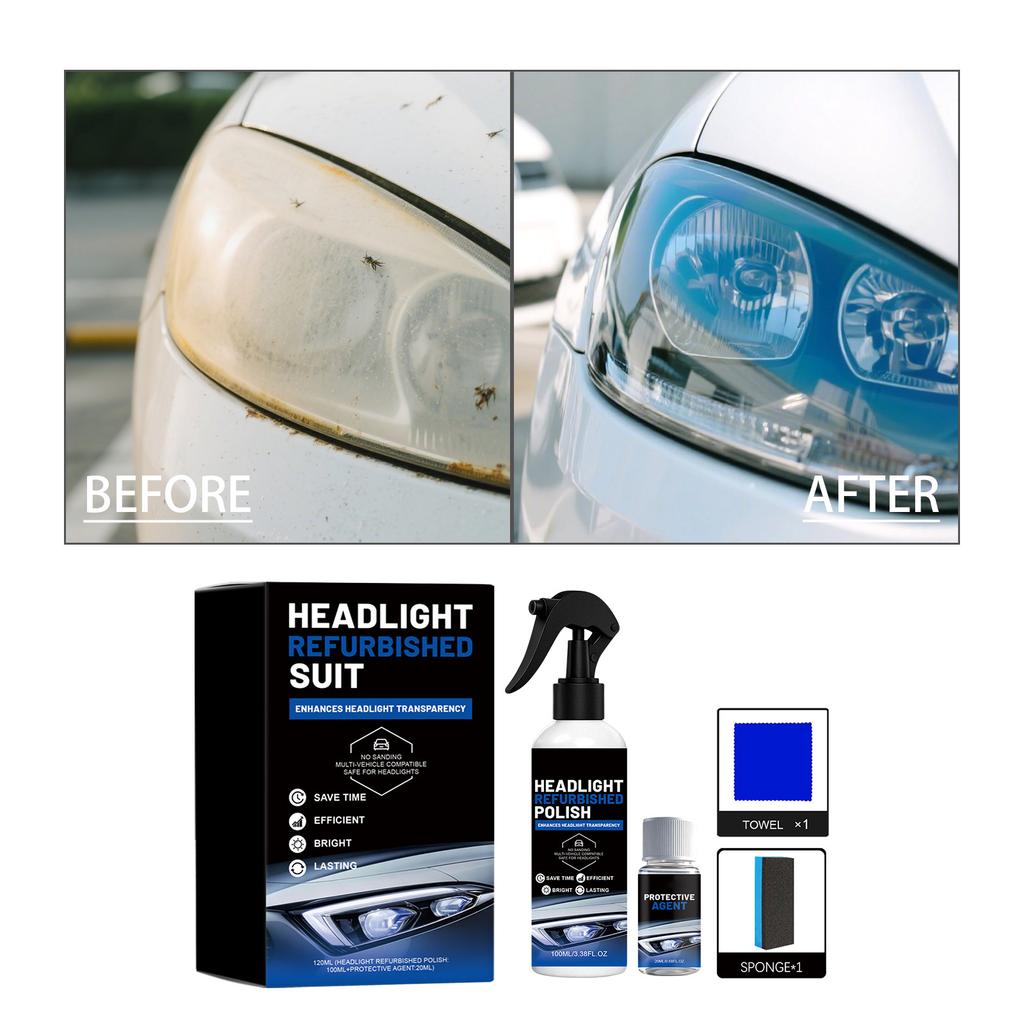 Headlight Refurbished Suit 120ml Headlight Polish and Protective Agent Kit for Enhanced Transparency and Long-Lasting Headlight Maintenance