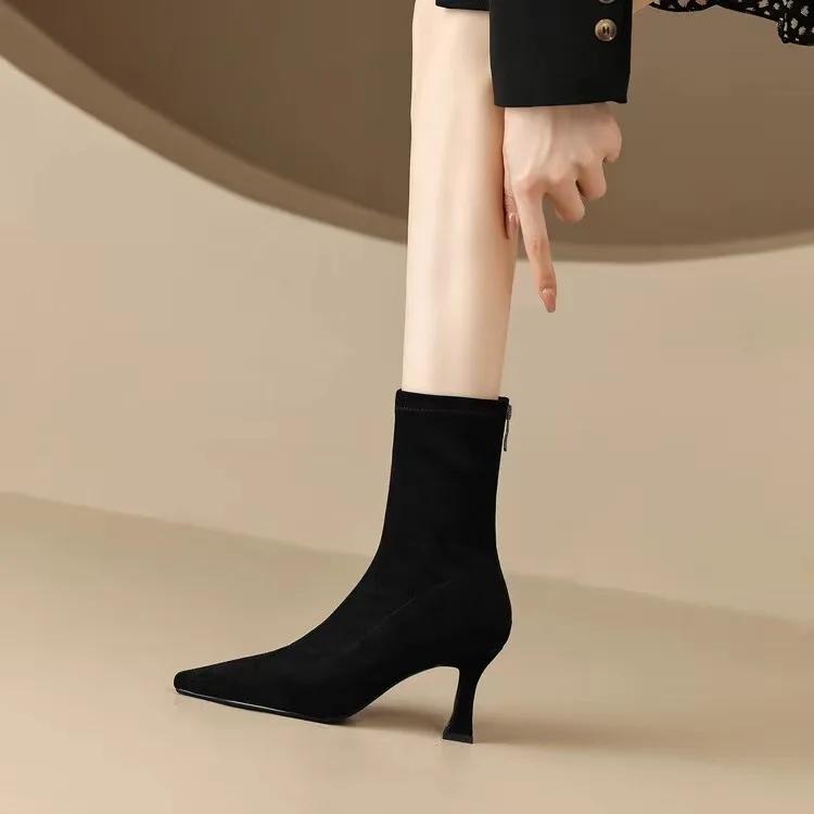 Women Stretch Ankle Boots Sexy Pointed Toe Short Botas Shoes Fashion Partys Stiletto High Heel Socks Botas Botas De Mujer